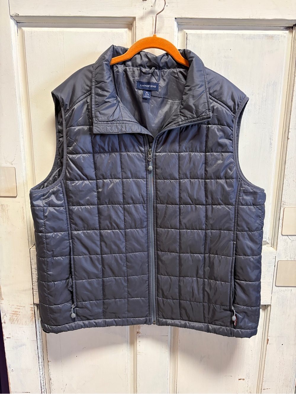 Lands' End Men's Quilted Gray Packable Vest